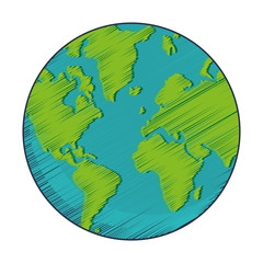 flat design geometric texture earth globe icon vector illustration