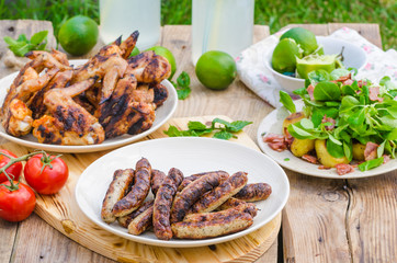 Delicious barbecue with lemonade