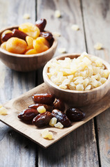 Mix of dried fruits on the table