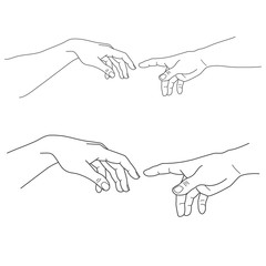 Adam and God hands, touch, hope, help, vector illustration - 115546963