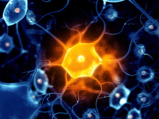 3d rendered illustration of an active nerve cell