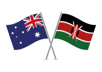 Australian and Kenyan flags. Vector illustration.