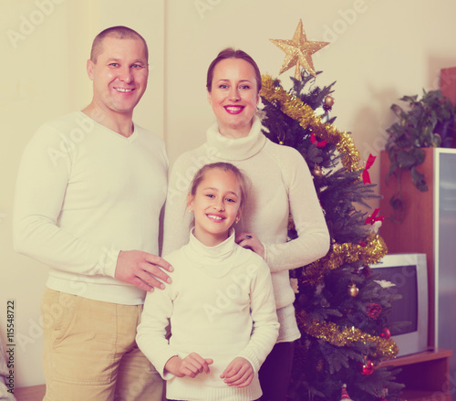 "Family posing for Christmas portrait" Stock photo and royalty-free
