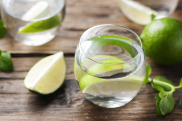 Fresh cocktail with lime and mint