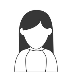 flat design faceless woman with long hair portrait icon vector illustration