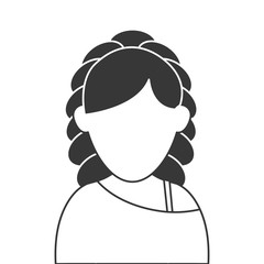 flat design faceless woman with curly hair portrait icon vector illustration