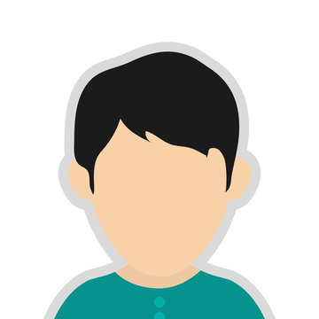 simple flat design faceless man wearing casual clothes portrait icon vector illustration