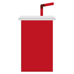 flat design disposable cup with straw icon vector illustration