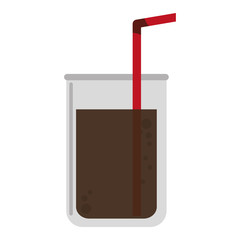 flat design disposable cup with straw icon vector illustration