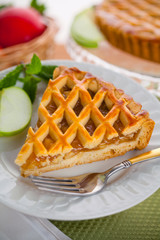 Vertical slice of apple pie tart cake dessert sweet treat 