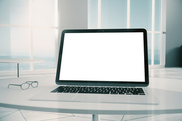 Closeup of blank laptop screen