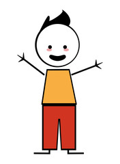 flat design happy boy with arms open icon vector illustration stick figure