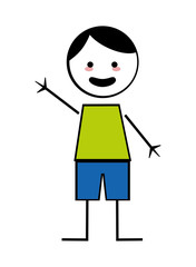 flat design happy boy with arms open icon vector illustration stick figure
