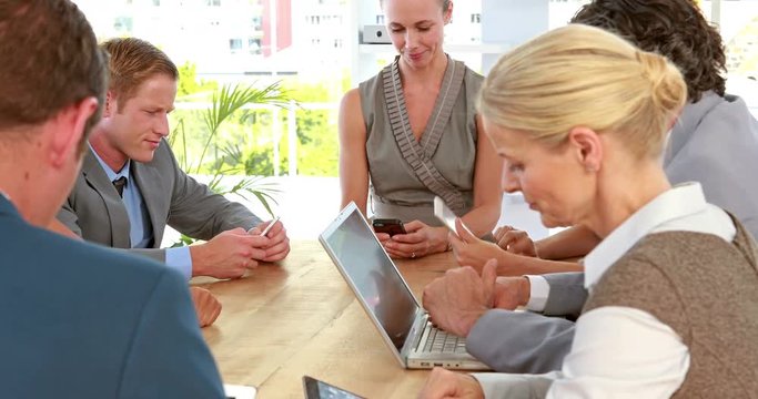 Video of business people working together during meeting 