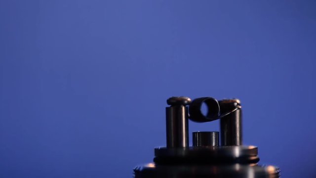 Heating or incandescence of metallic microcoil have serviced atomizer closeup.