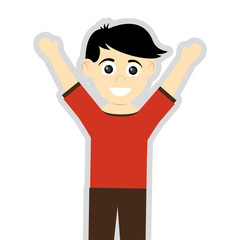 flat design happy boy with tan skin icon vector illustration