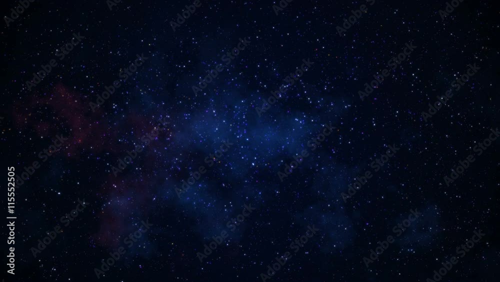 Wall mural slowly blinking stars galaxy in space. computer generated abstract background. seamless loop animati