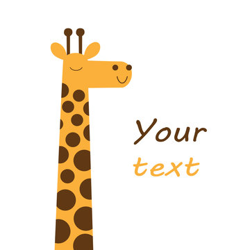 card giraffe on white background with place for text vector