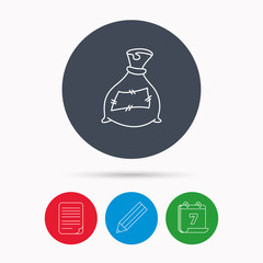 Bag with fertilizer icon. Fertilization sack.