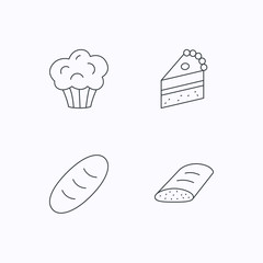 Sweet muffin, cake and bread icons.