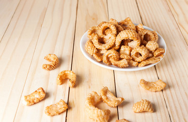 Junk food snack tase squid in white plate