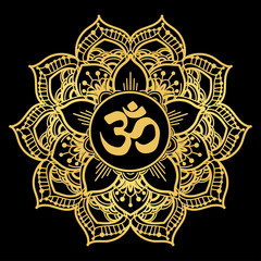 golden OM mandala