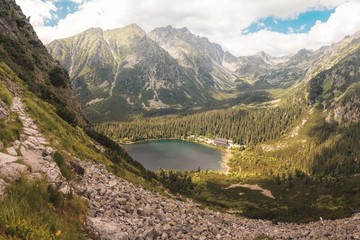 Glacial Lake Popradske Pleso in High Tatras National Park, Slovakia