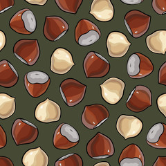 Hazelnut seamless pattern.