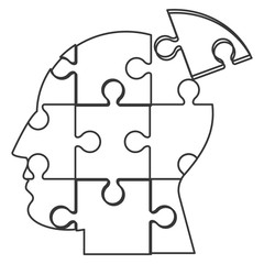 flat design human head in puzzle pieces icon vector illustration