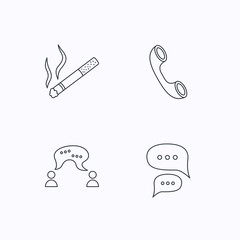 Smoking, chat and phone call icons.