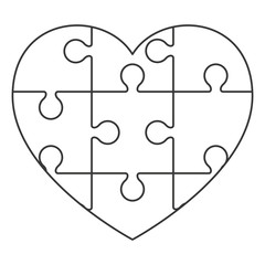 flat design heart in puzzle pieces icon vector illustration