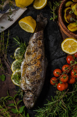 Grilled trout with herbs