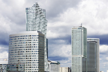 Fototapeta na wymiar Modern skyscrapers in business district in Warsaw