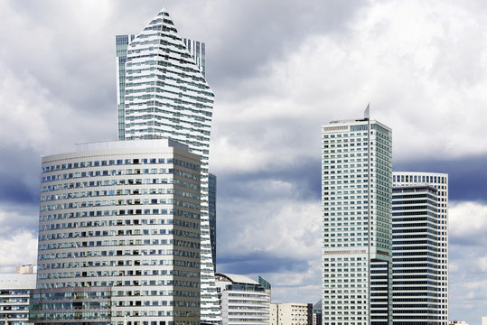 Modern skyscrapers in business district in Warsaw