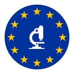 Microscope dans un drapeau européen
