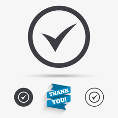 Check mark sign icon. Yes circle symbol.