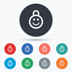Child lock icon. Locker with smile symbol.