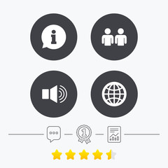 Information sign and group. Communication icons.