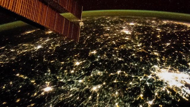 International Space Station ISS Flying over South East Asia At Night, Time Lapse 4K  created from Public Domain images, NASA Johnson Space Center. 
