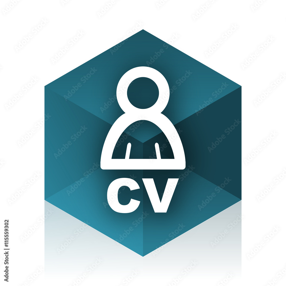 Poster cv blue cube icon, modern design web element