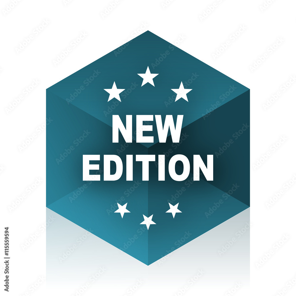 Aufkleber new edition blue cube icon, modern design web element