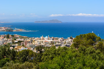 A beautiful view of Chania city from above, Crete island, Greece