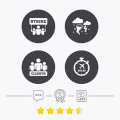 Strike icon. Storm weather and group of people.