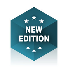 new edition blue cube icon, modern design web element