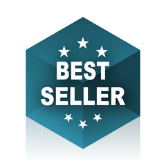 best seller blue cube icon, modern design web element