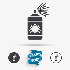 Bug disinfection sign icon. Fumigation symbol.