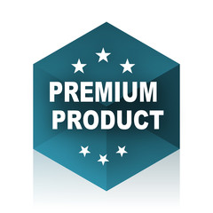 premium product blue cube icon, modern design web element