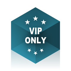 vip only blue cube icon, modern design web element