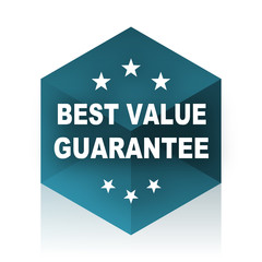 best value guarantee blue cube icon, modern design web element