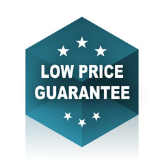 low price guarantee blue cube icon, modern design web element